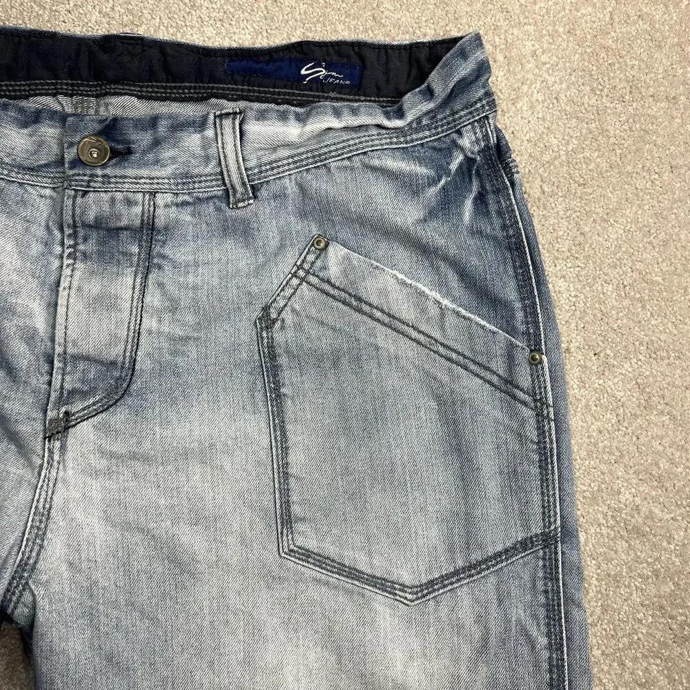 Vintage Sean John Baggy‎ Denim Shorts Mens 42 Blue Jean Logo Hip Hop 30in Y2K